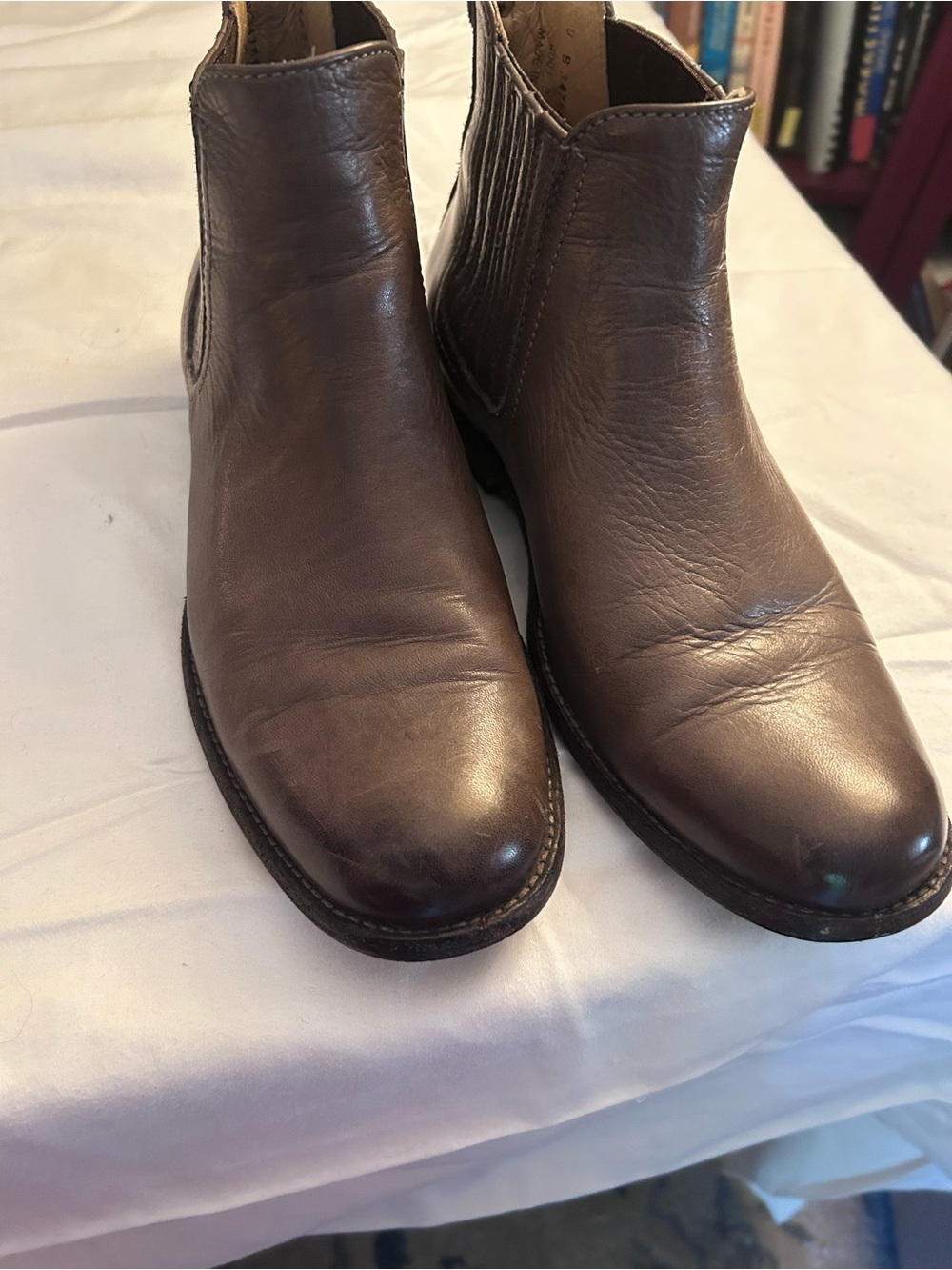 Frye Brown Leather Chelsea Ankle Boots
